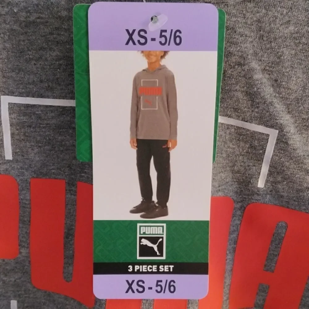 Boy's 3 Piece Puma Pants Shirt Active Wear Set Size XS 5/6 - Picture 3 of 7